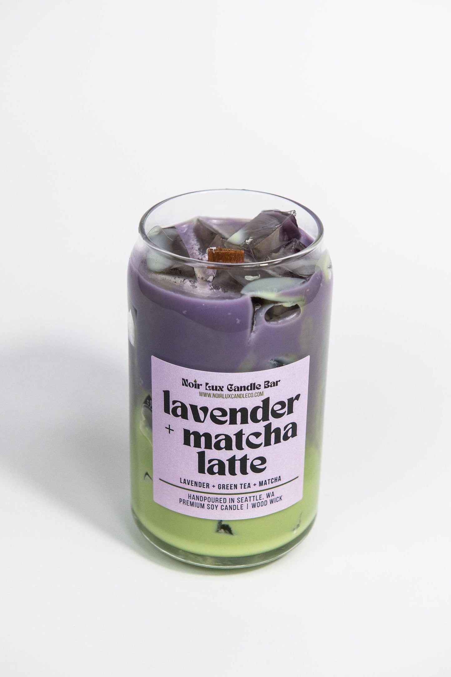 Iced Lavender Matcha Latte Coffee Candle: 5 oz Travel Tin