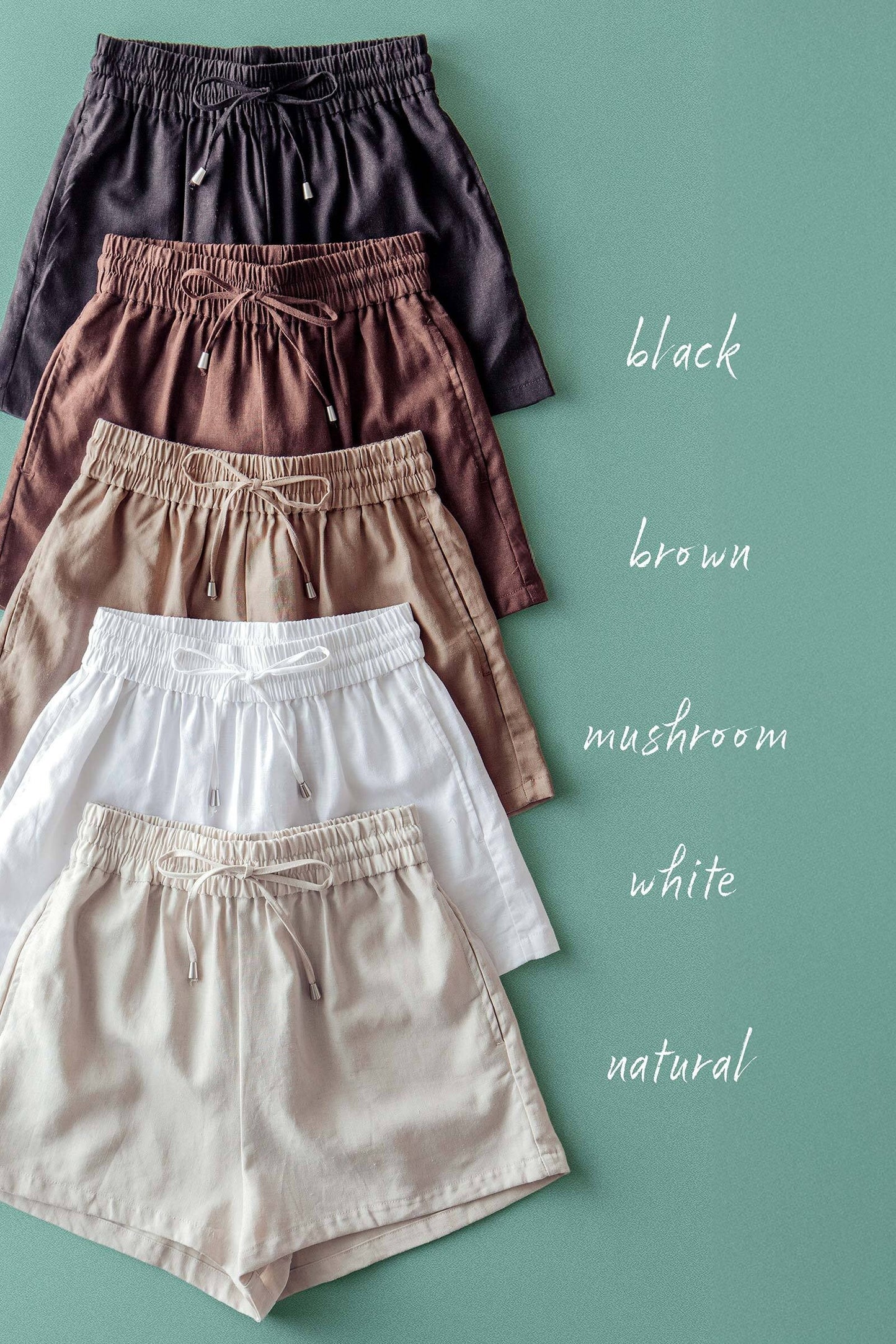 Easy Everyday Drawstring Linen Shorts - Mushroom
