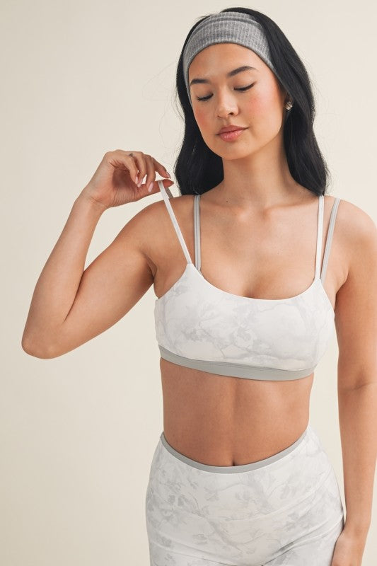 Camo Print Double Layered Sports Bra - Grey Camo