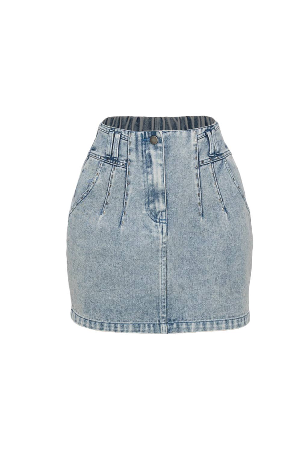 SIDE POCKET DENIM MINI SKIRT: DENIM