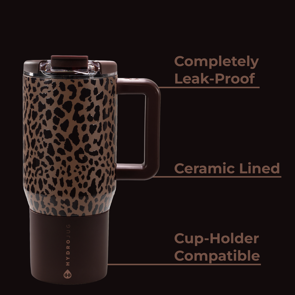 Brown Leopard HydroJug 20 oz Traveler Coffee Mug