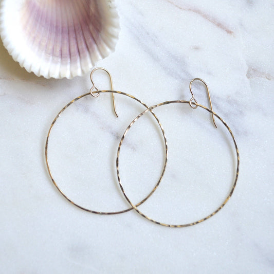Hammered Hoops in Gold