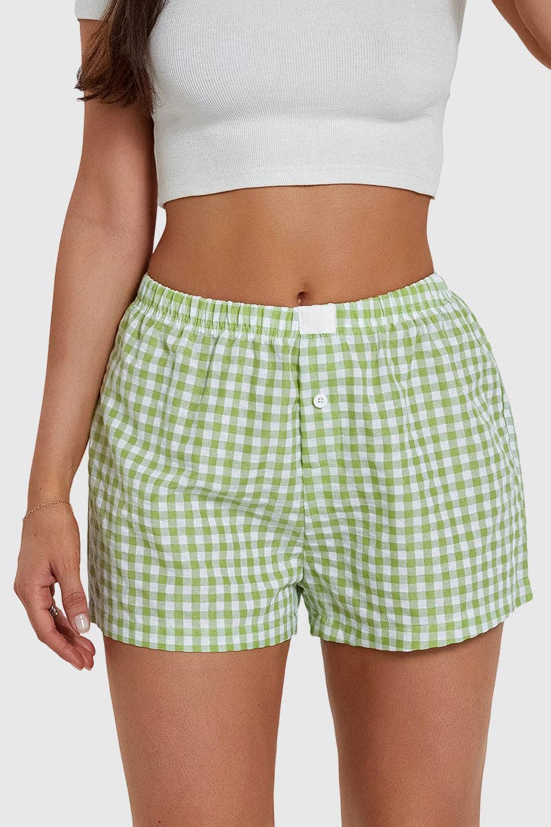 Gingham Casual Shorts: GREEN