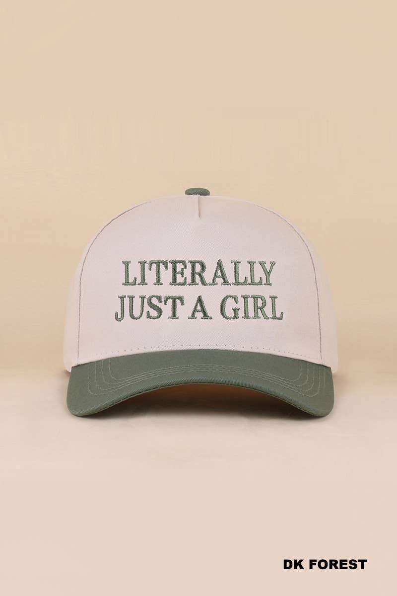Literally Just A Girl Two Tone Canvas Cotton Cap