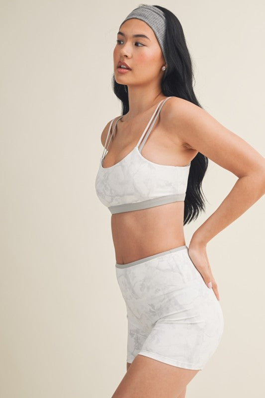 Camo Print Double Layered Sports Bra - Grey Camo