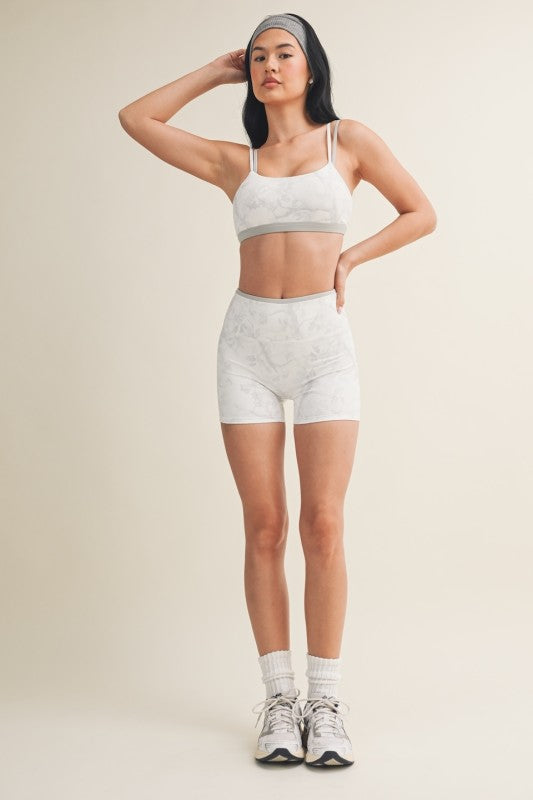 Camo Print Biker Shorts - Grey Camo