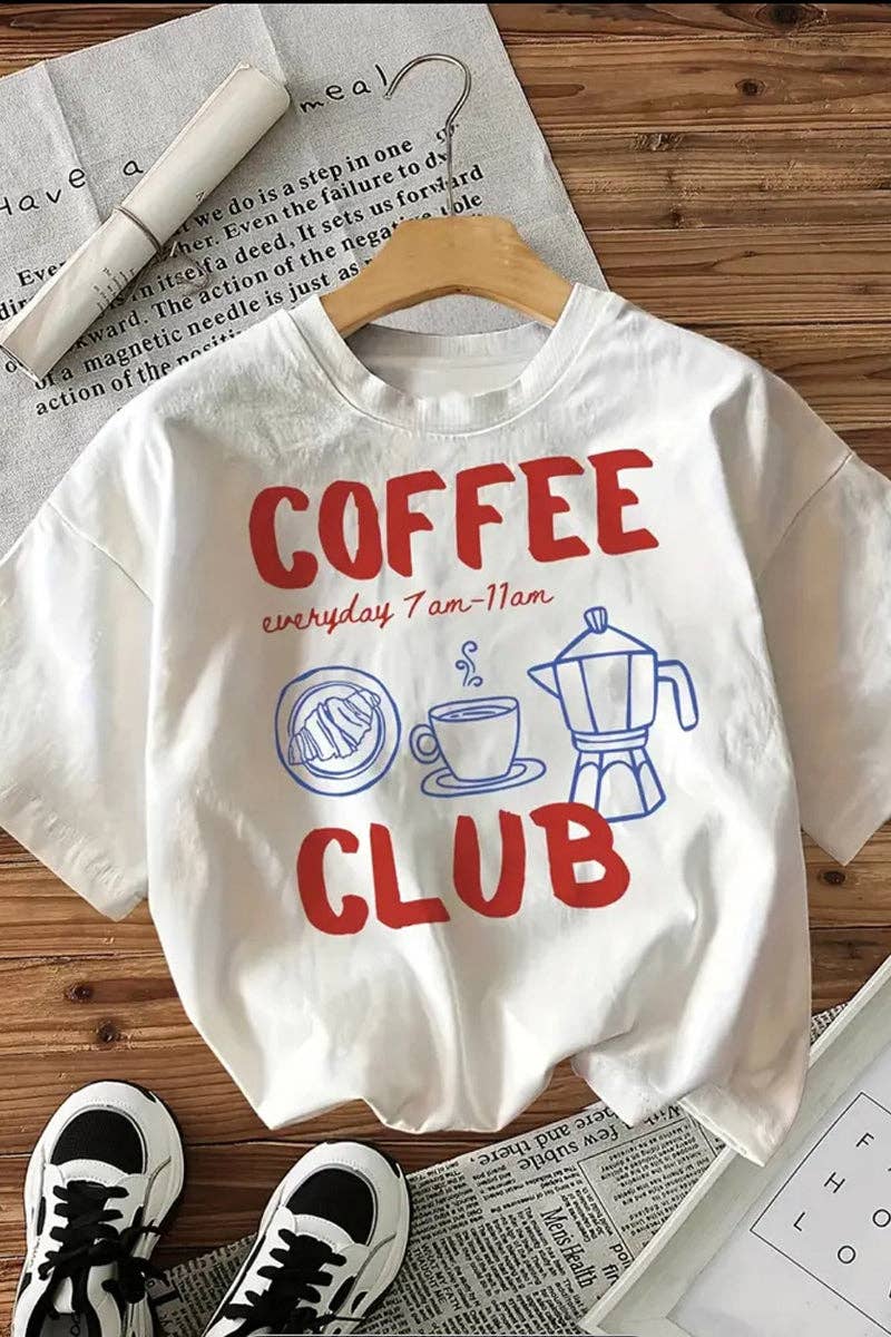 Coffee Club Graphic T-Shirt: WHITE