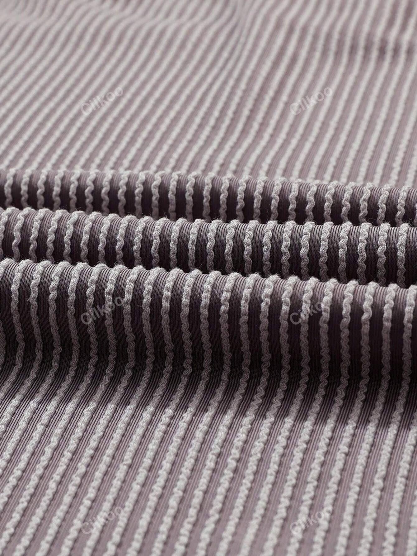 Women’s Ribbed V Neck Short Sleeve Pocket Tee: Gray