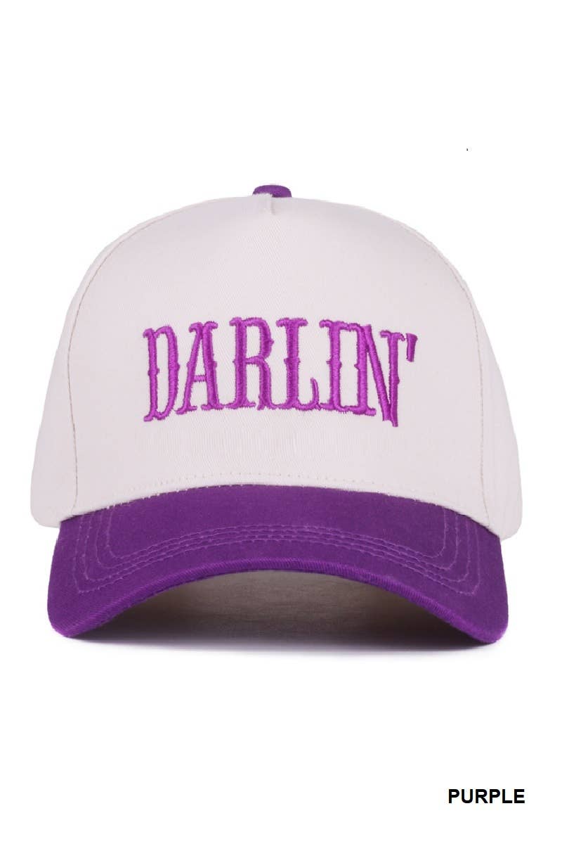 Darlin' Embroidered Two-tone Canvas Cotton Cap