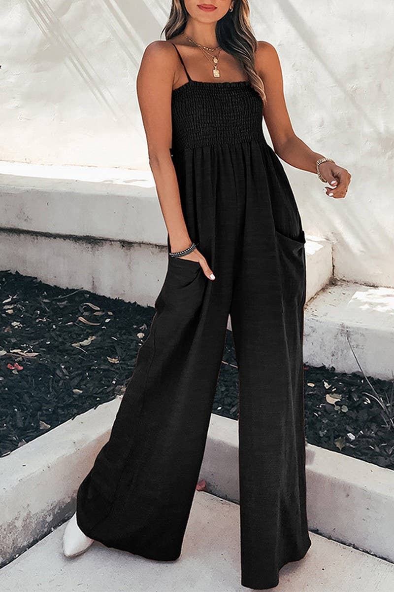 CWSJS00624_HIGH-WAISTED RUCHED STRAPLESS JUMPSUIT