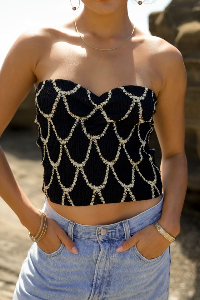 Lovie Tube Top - Scalloped Pikake (Black)